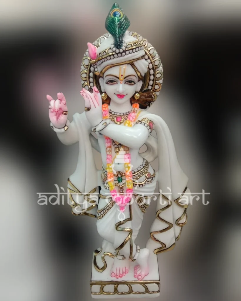 beautiful marble lord krishna statue