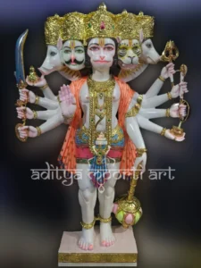 beautiful marble panchmukhi hanuman statue