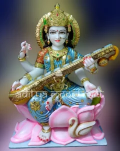 beautiful saraswati mata marble statue