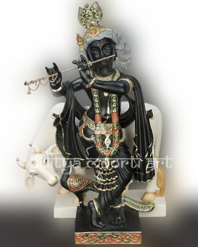 black marble Krishna statue