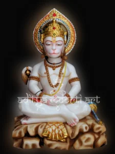 dhyan mudra hanuman marble statue