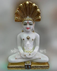 golden plated parshvanath marble statue