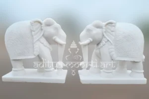 hand carved elephant marble statue