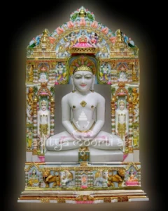 jain mahavir swami with parikar marble statue
