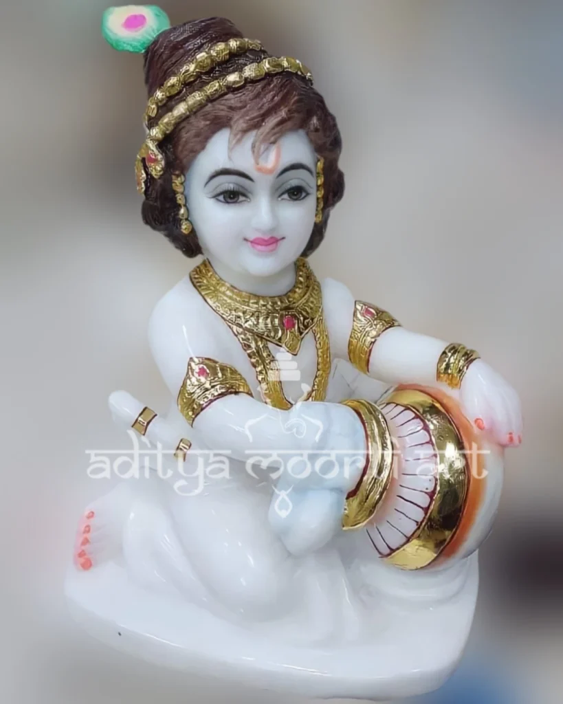 marble lord Krishna makhan chor statue