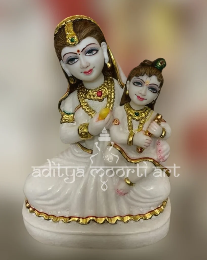 marble maa yashoda and krishna statue