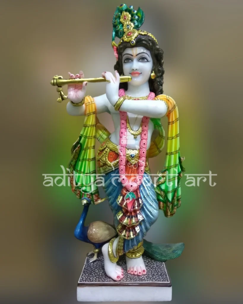 marble multicolored dress Krishna statue