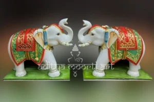 painted marble elephant statue