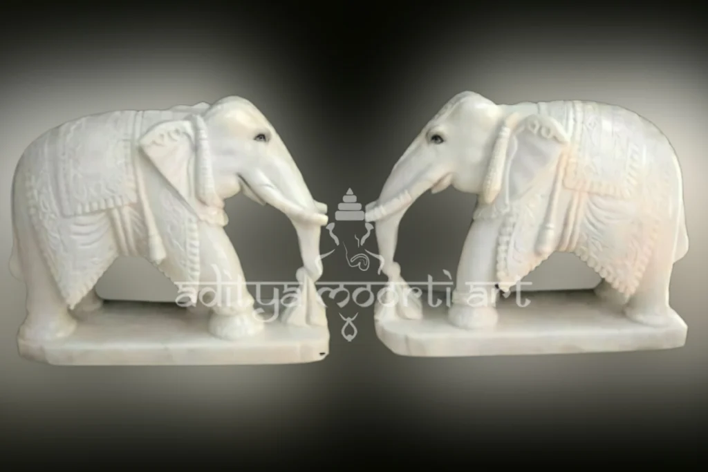 pure white marble elephant statue
