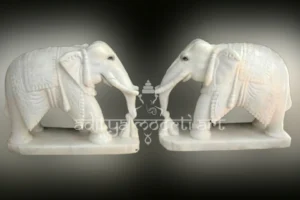pure white marble elephant statue