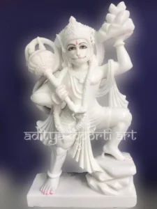 pure white marble hanuman statue