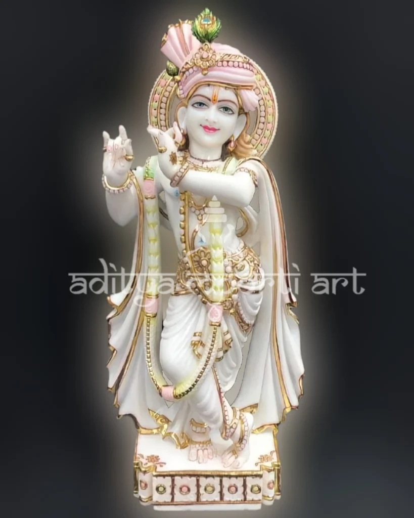 pure white marble krishna idols