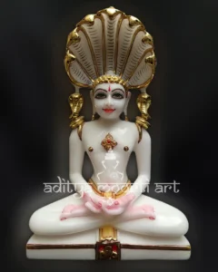 pure white marble parshwanath statue