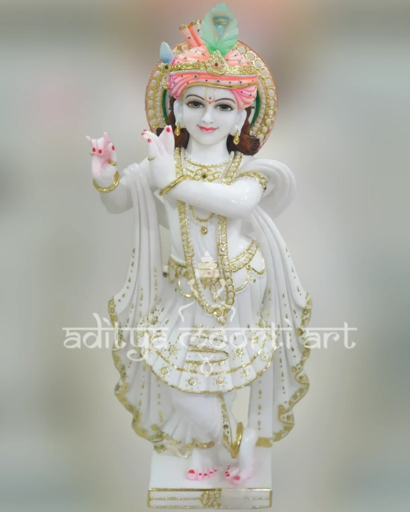 turban Krishna marble statue