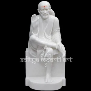 white blessing sai baba marble statue