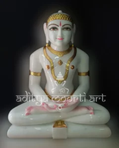 white marble jain mahavir statue