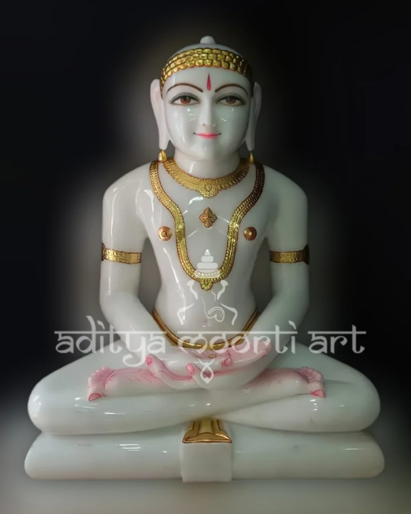 white marble jain mahavir statue