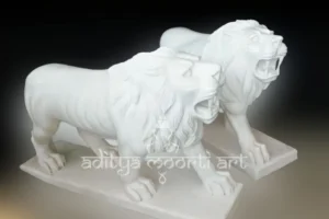white marble lion statue