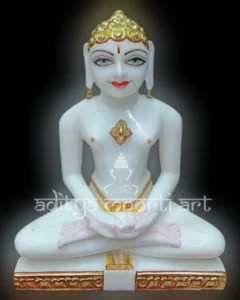 white marble mahavir jain statue