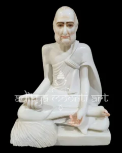white marble rajendra suri statue