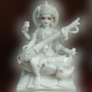 white marble saraswati maa statue
