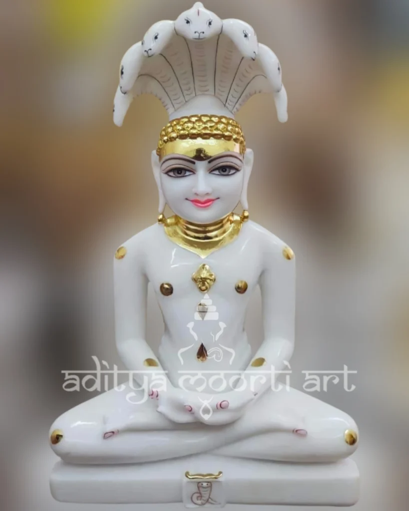 white marble shankeshwar parshvanath statue