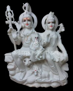 white marble shiva parvati statue
